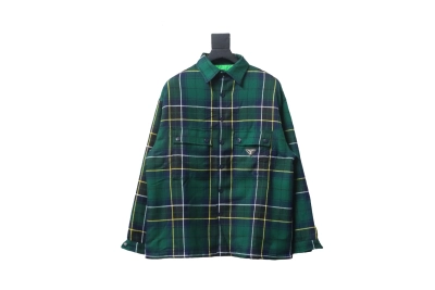 Prada 22FW blue and green plaid cotton jacket 01
