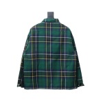  Prada 22FW blue and green plaid cotton jacket