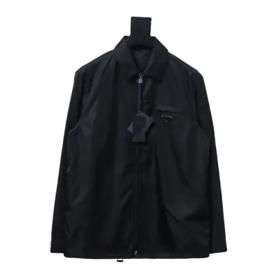Prada 23Fw double zipper jacket with triangle pocket 01