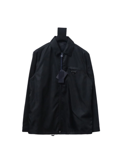 Prada 23Fw double zipper jacket with triangle pocket 01