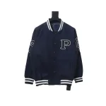  Prada 24FW canvas grain quilted baseball jacket