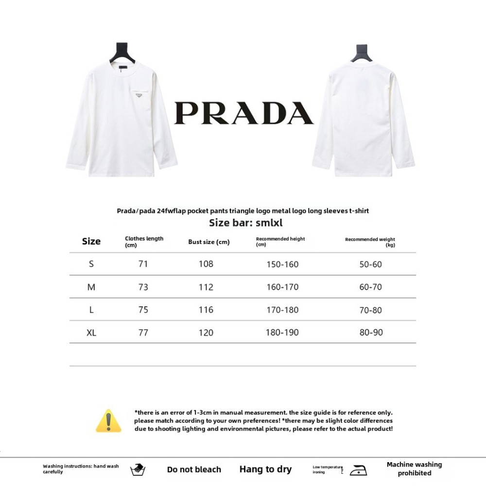 Prada 24Fw metal logo long-sleeve T-shirt with triangle pocket 1901