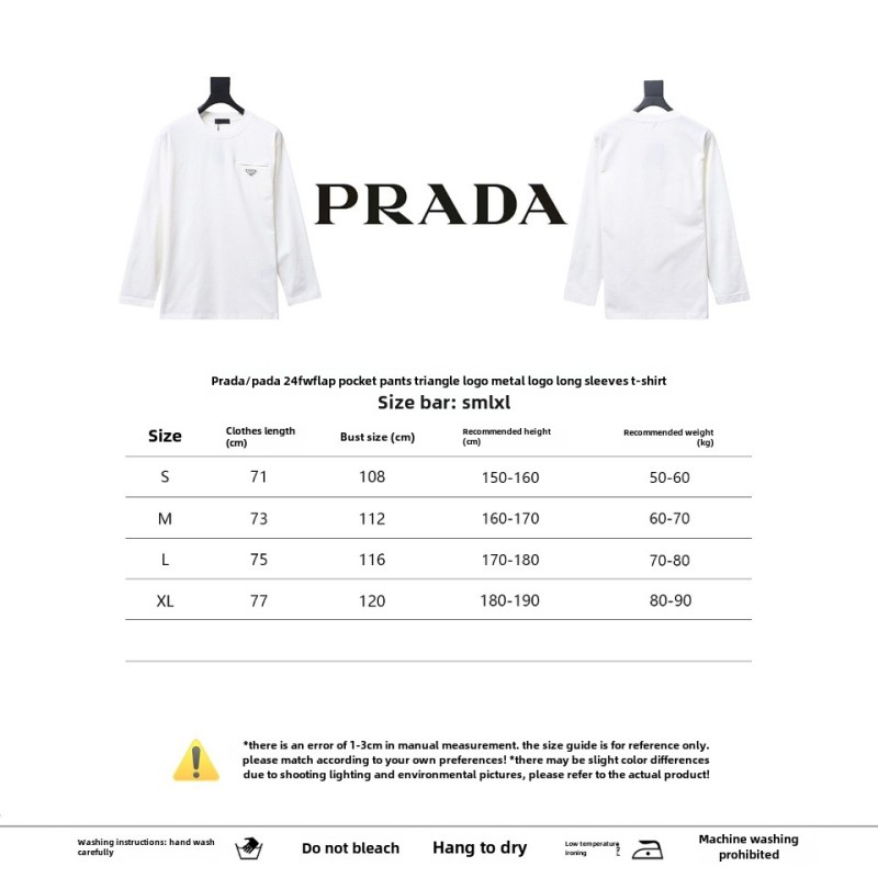 Prada 24Fw metal logo long-sleeve T-shirt with triangle pocket 1901