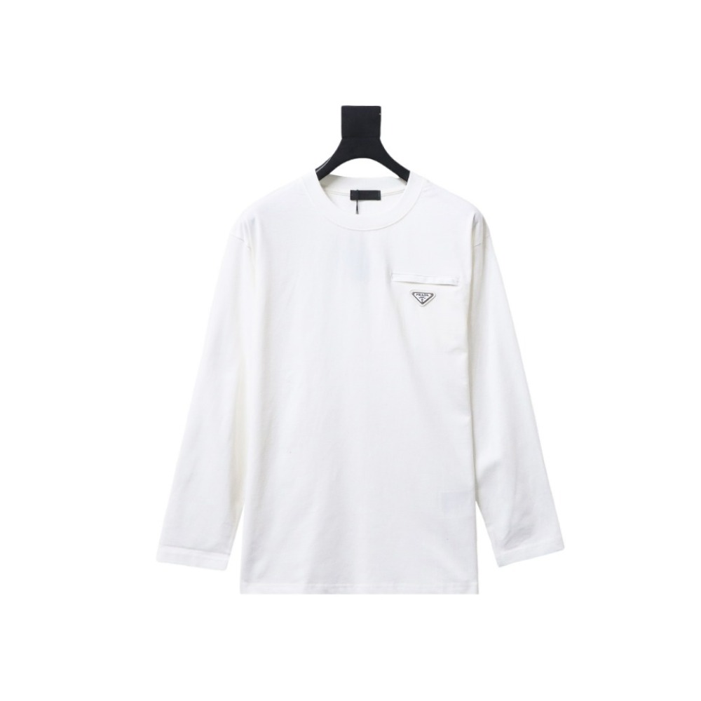 Prada 24Fw metal logo long-sleeve T-shirt with triangle pocket 1901