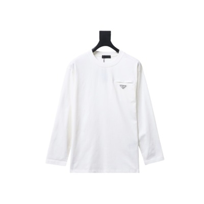  Prada 24Fw metal logo long-sleeve T-shirt with triangle pocket 1901 01