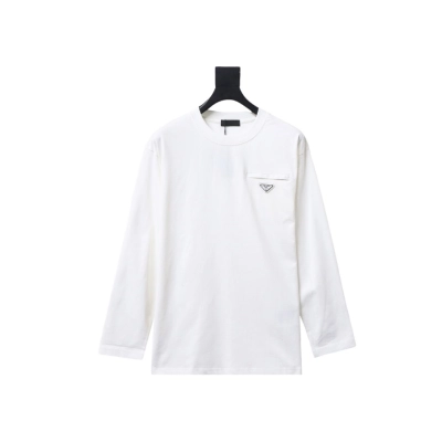 Prada 24Fw metal logo long-sleeve T-shirt with triangle pocket 1901 01