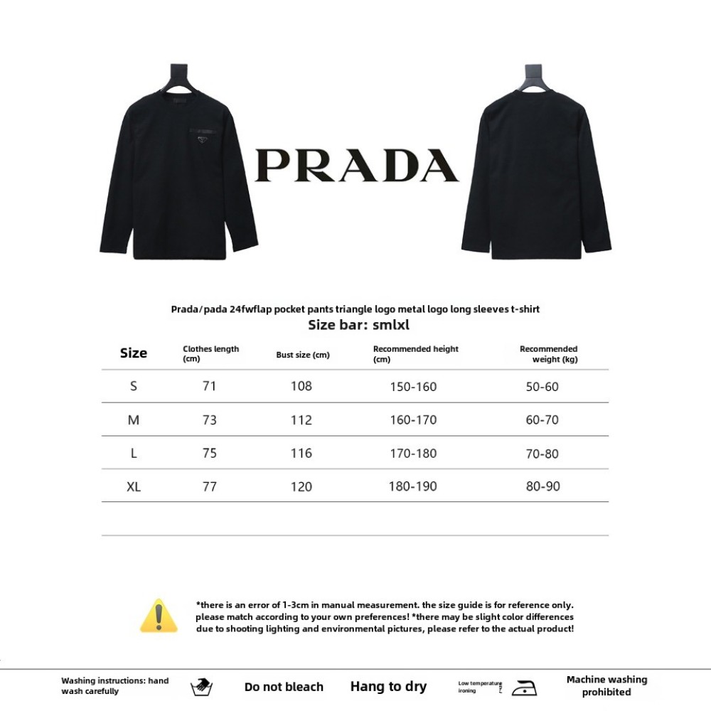 Prada 24Fw metal logo long-sleeve T-shirt with triangle pocket 1902