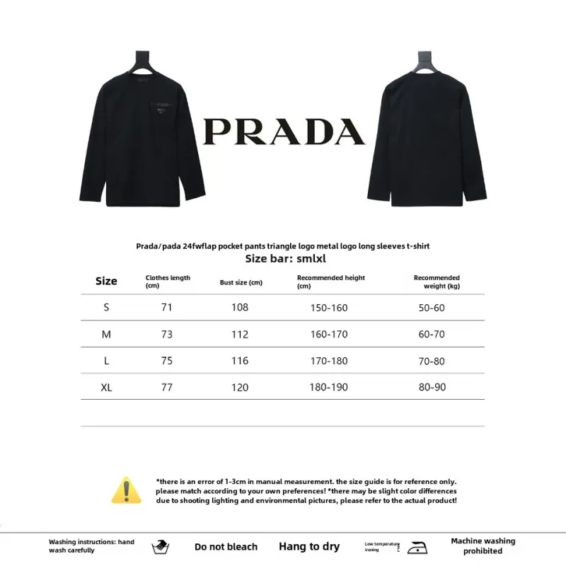  Prada 24Fw metal logo long-sleeve T-shirt with triangle pocket 1902