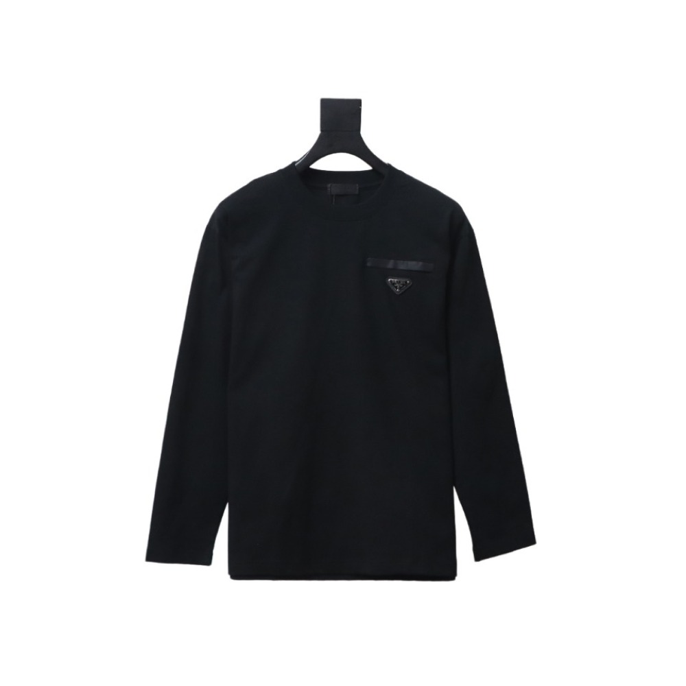 Prada 24Fw metal logo long-sleeve T-shirt with triangle pocket 1902