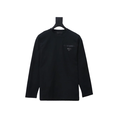 Prada 24Fw metal logo long-sleeve T-shirt with triangle pocket 1902 01