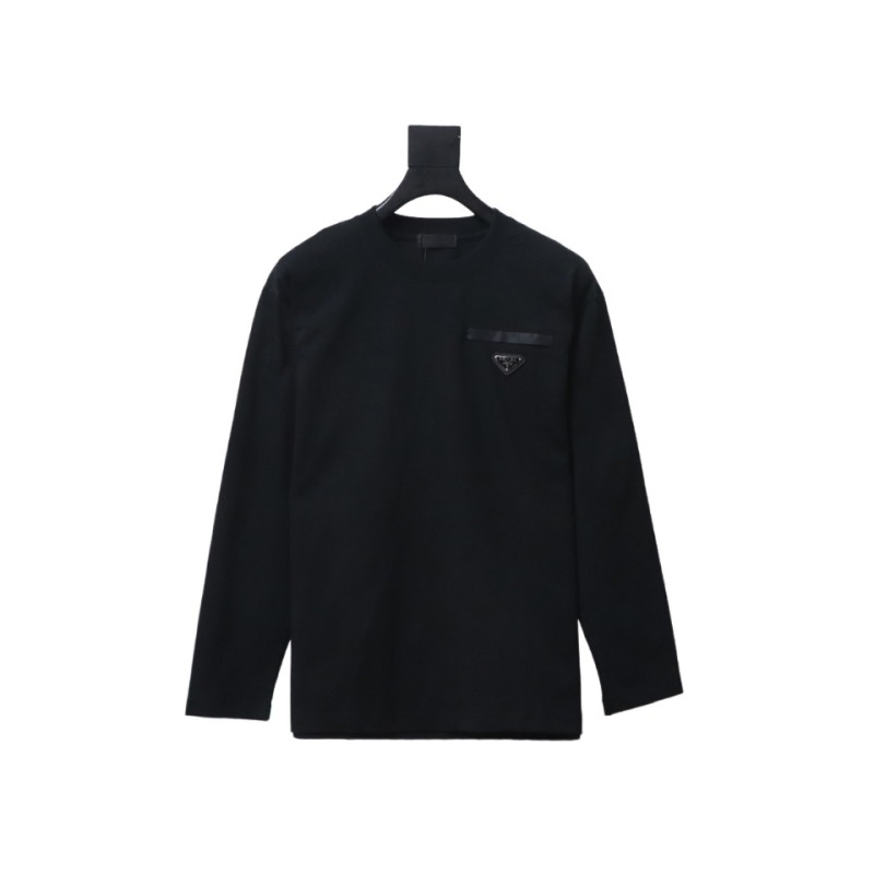 Prada 24Fw metal logo long-sleeve T-shirt with triangle pocket 1902