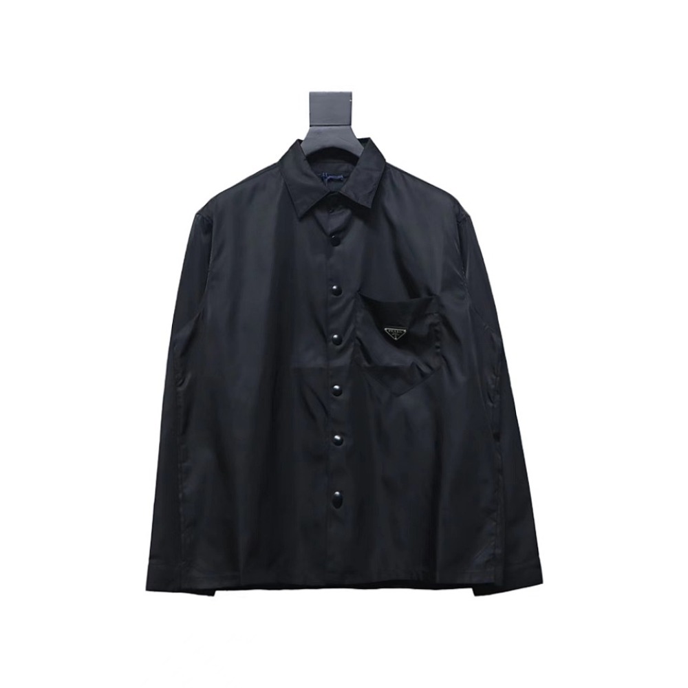  Prada 24Fw Re-Nylon shirt jacket with triangle logo on pockets