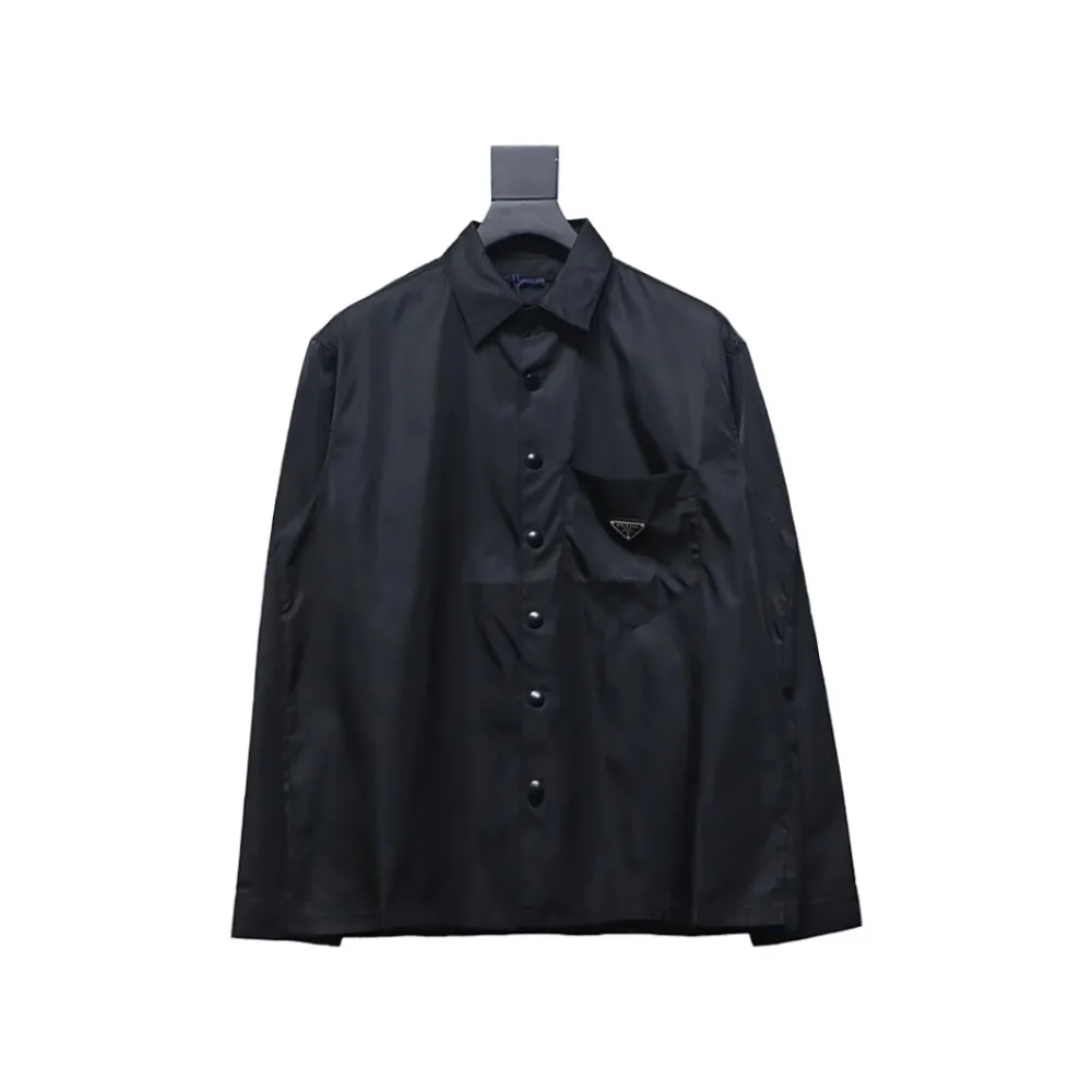 Prada 24Fw Re-Nylon shirt jacket with triangle logo on pockets