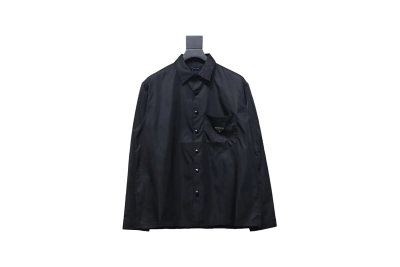 Prada 24Fw Re-Nylon shirt jacket with triangle logo on pockets 01
