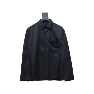 Prada 24Fw Re-Nylon shirt jacket with triangle logo on pockets 01