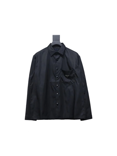 Prada 24Fw Re-Nylon shirt jacket with triangle logo on pockets 01