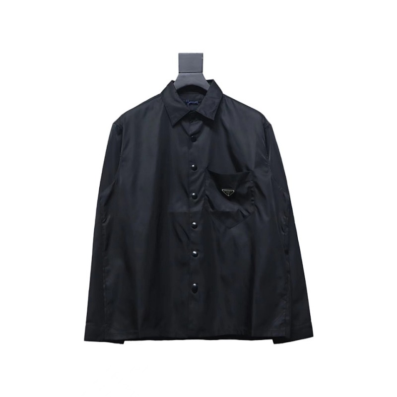  Prada 24Fw Re-Nylon shirt jacket with triangle logo on pockets