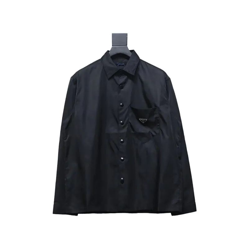 Prada 24Fw Re-Nylon shirt jacket with triangle logo on pockets