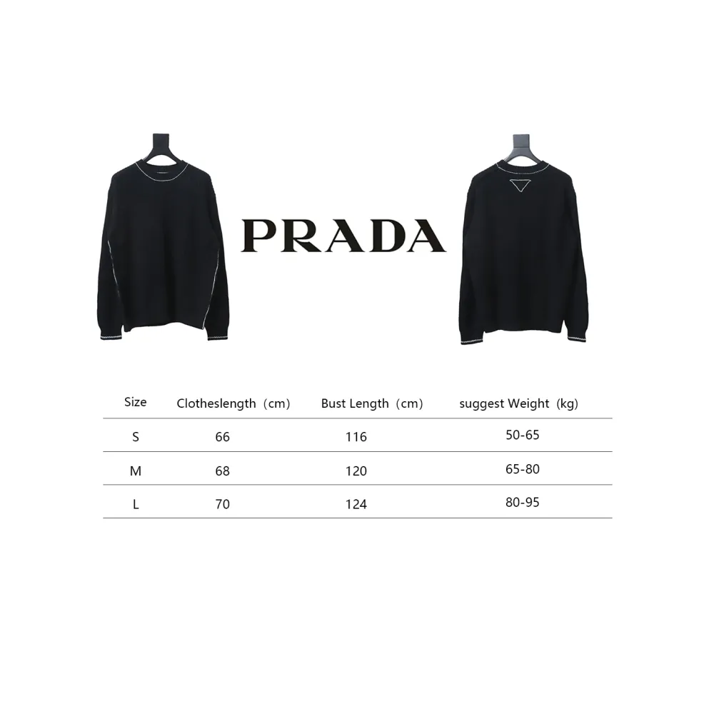 Prada 24FW thick needle white thread crew neck sweater