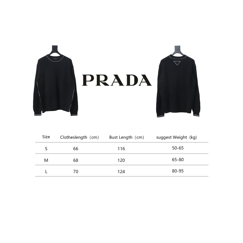  Prada 24FW thick needle white thread crew neck sweater