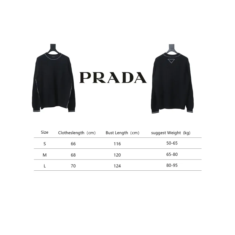  Prada 24FW thick needle white thread crew neck sweater