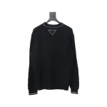  Prada 24FW thick needle white thread crew neck sweater