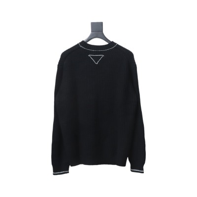  Prada 24FW thick needle white thread crew neck sweater 02