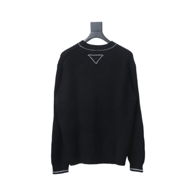 Prada 24FW thick needle white thread crew neck sweater 02