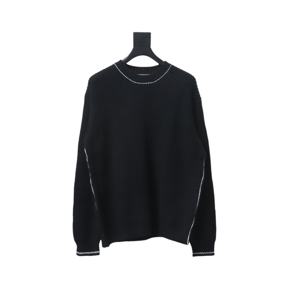  Prada 24FW thick needle white thread crew neck sweater
