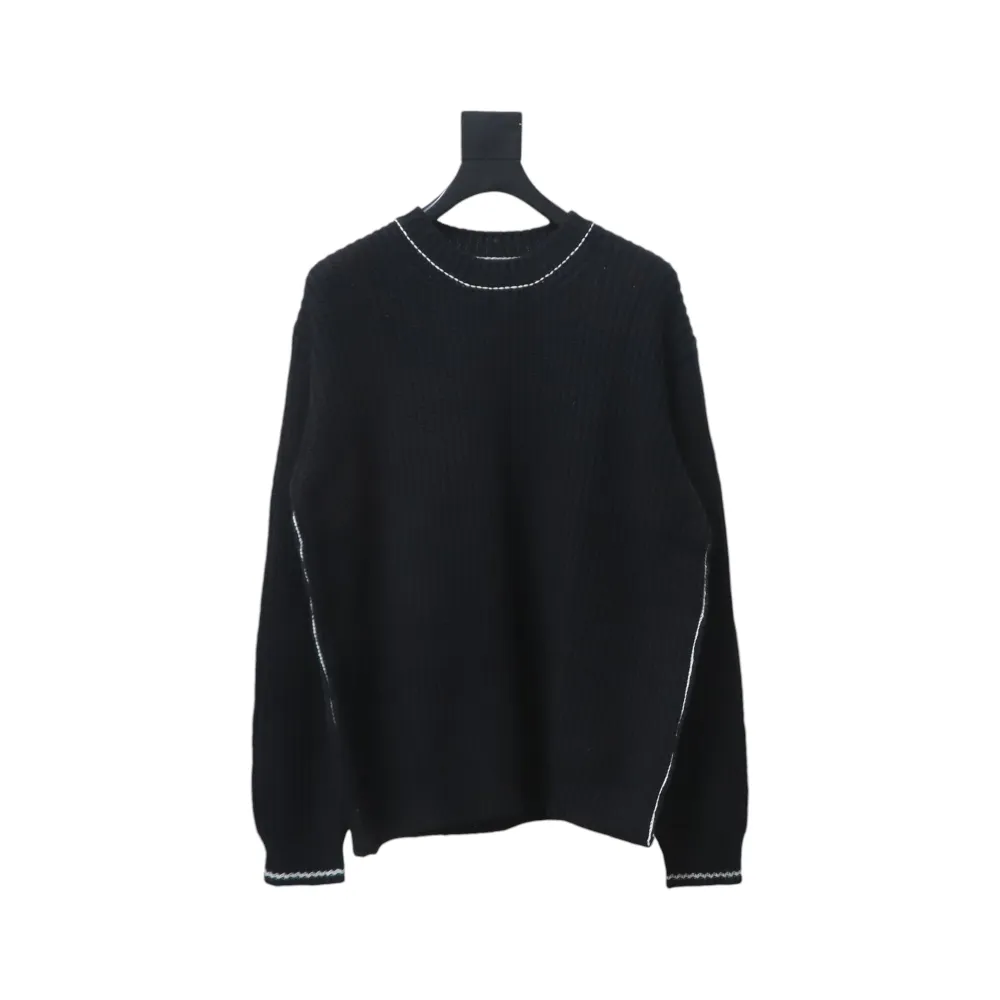  Prada 24FW thick needle white thread crew neck sweater