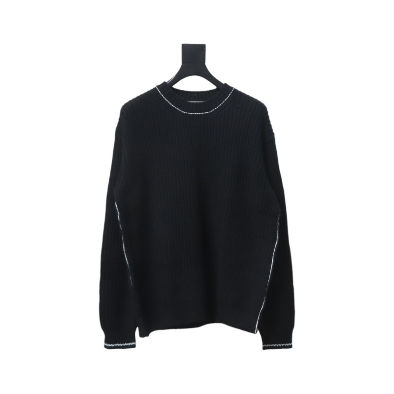  Prada 24FW thick needle white thread crew neck sweater