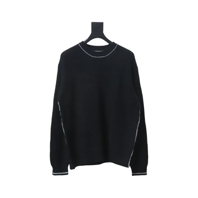  Prada 24FW thick needle white thread crew neck sweater
