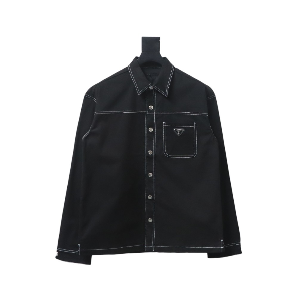  Prada 24FW triangle logo white thread denim jacket