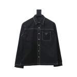  Prada 24FW triangle logo white thread denim jacket
