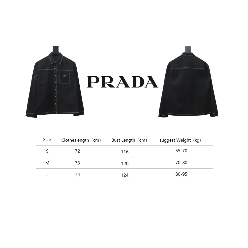  Prada 24FW triangle logo white thread denim jacket