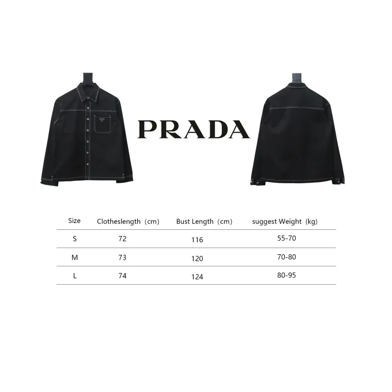  Prada 24FW triangle logo white thread denim jacket