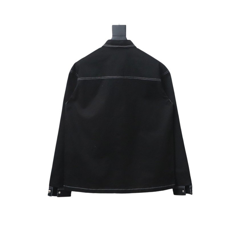  Prada 24FW triangle logo white thread denim jacket