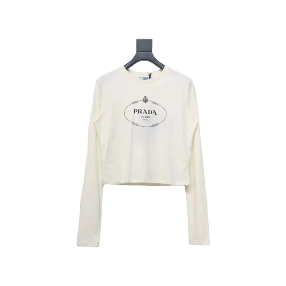  Prada 24ss Classic logo print long-sleeve T-shirt 1902