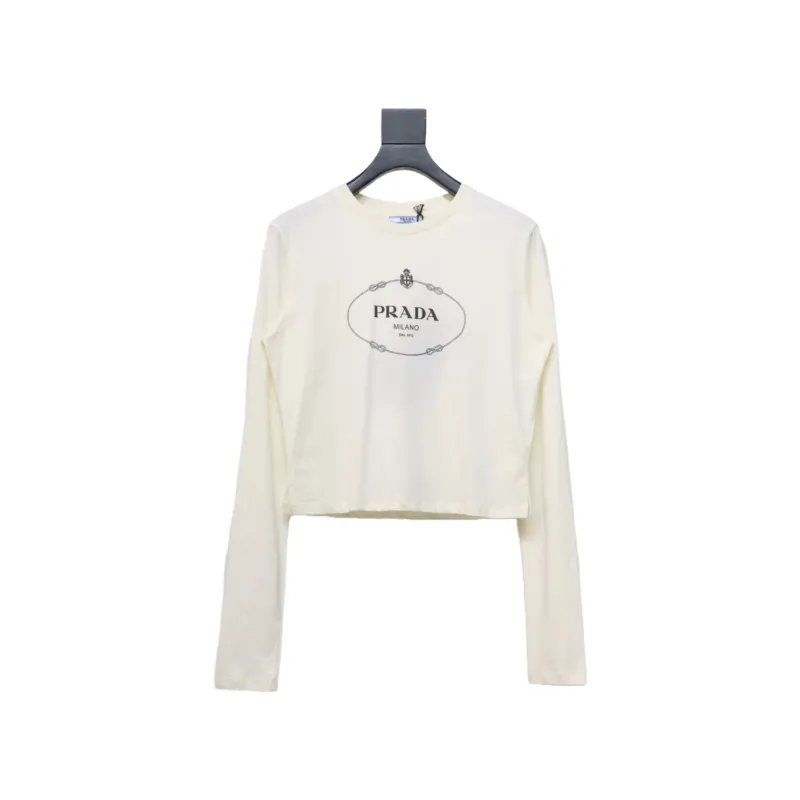  Prada 24ss Classic logo print long-sleeve T-shirt 1902