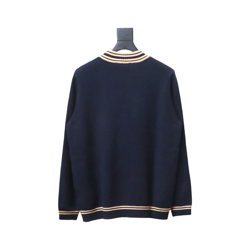  Prada 24ss contrast color knitted crew neck sweater
