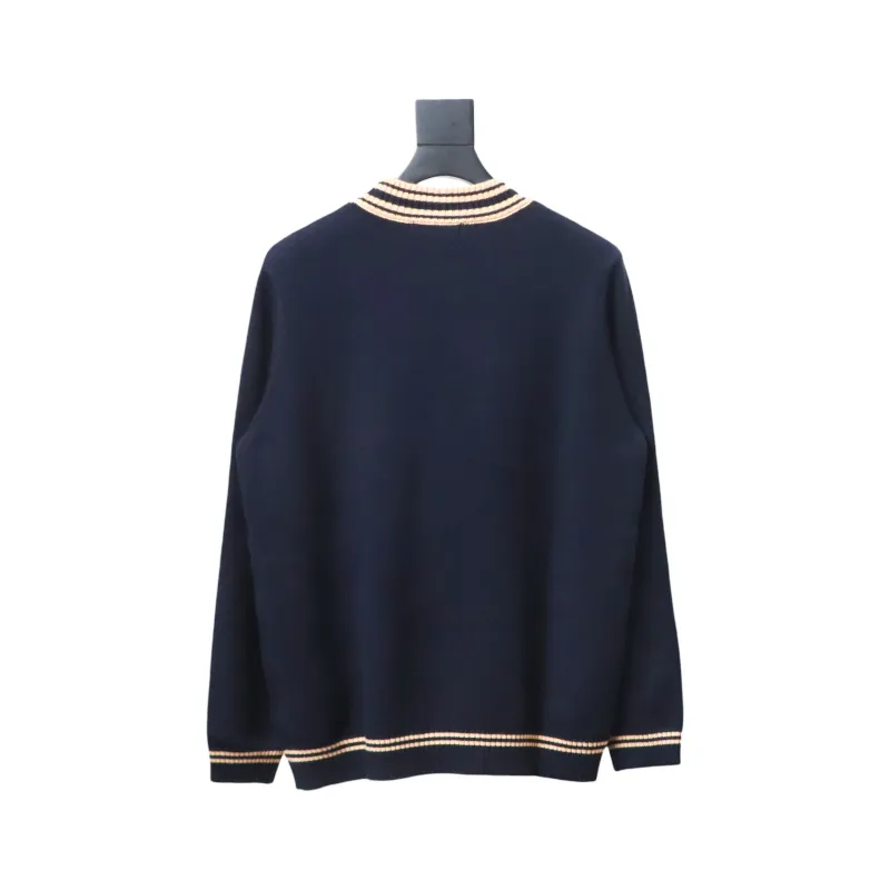 Prada 24ss contrast color knitted crew neck sweater