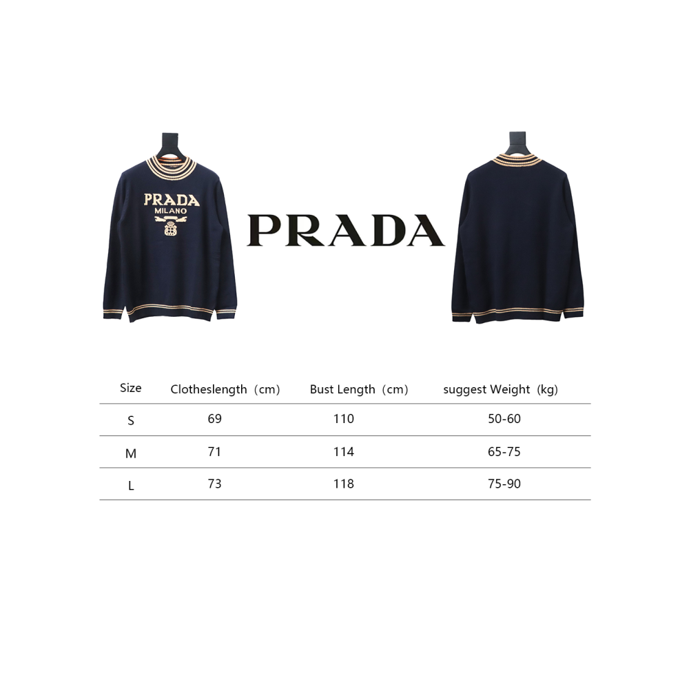  Prada 24ss contrast color knitted crew neck sweater
