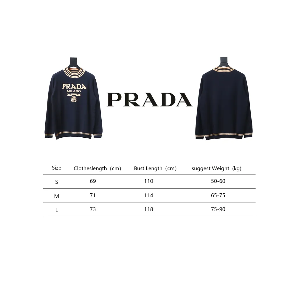 Prada 24ss contrast color knitted crew neck sweater