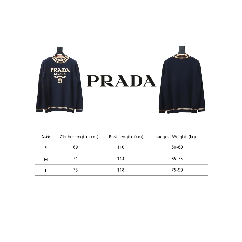 Prada 24ss contrast color knitted crew neck sweater