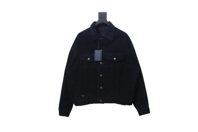 Prada corduroy jacket with triangle logo on hem 01