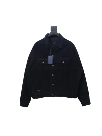Prada corduroy jacket with triangle logo on hem 01