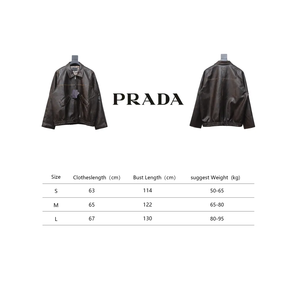  Prada distressed leather jacket with triangle logo on back