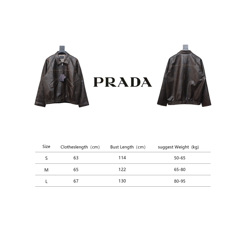  Prada distressed leather jacket with triangle logo on back