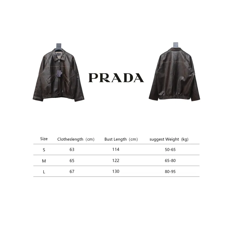 Prada distressed leather jacket with triangle logo on back