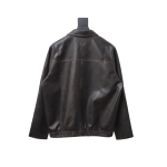  Prada distressed leather jacket with triangle logo on back